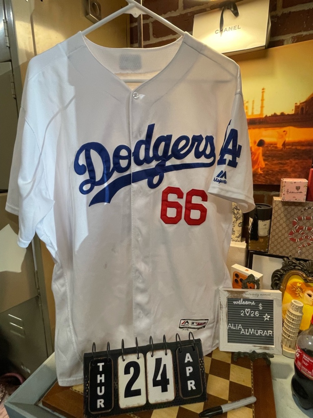 Majestic Authentic Los Angeles LA Dodgers Yasiel Puig Home White Jersey